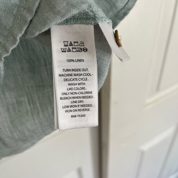 Sigrid Olsen Linen Button Down Top Size Medium Light Blue - Picture 9 of 14